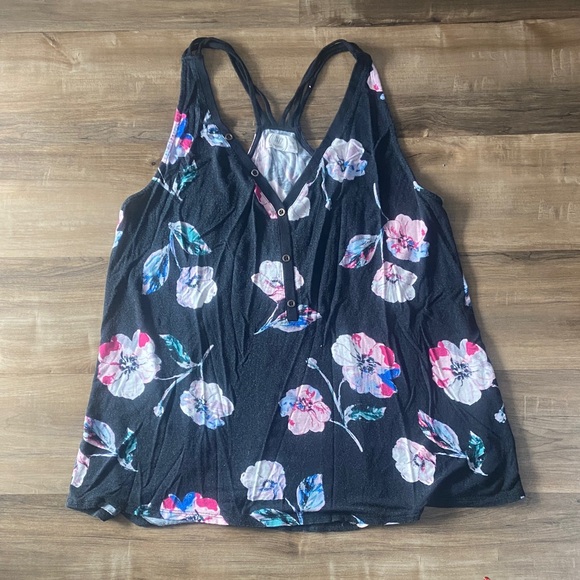 Maurices Tops - Maurices Black Tank Too with Pink Floral Design